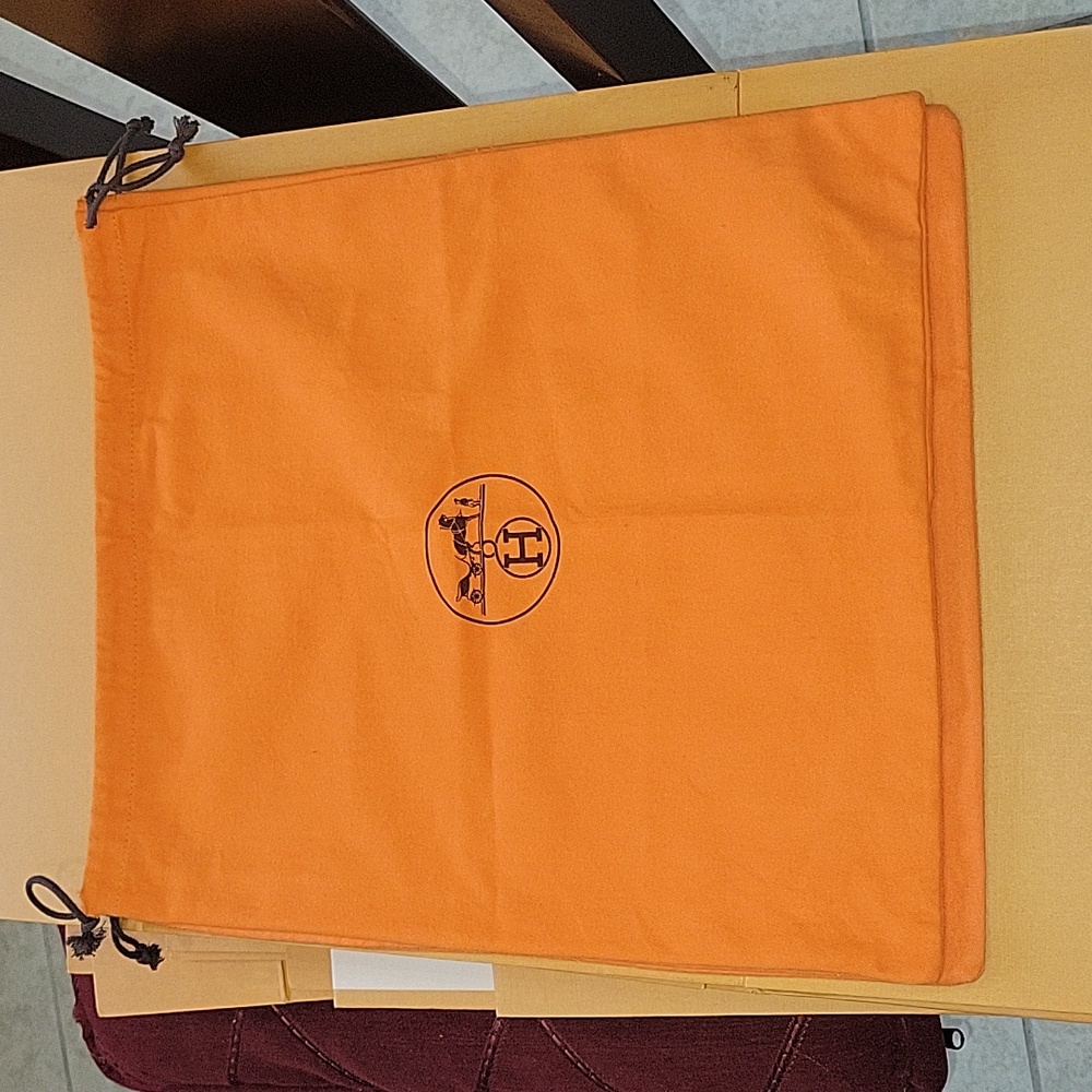 Hermes orange dustbag with brown drawstring (#02)